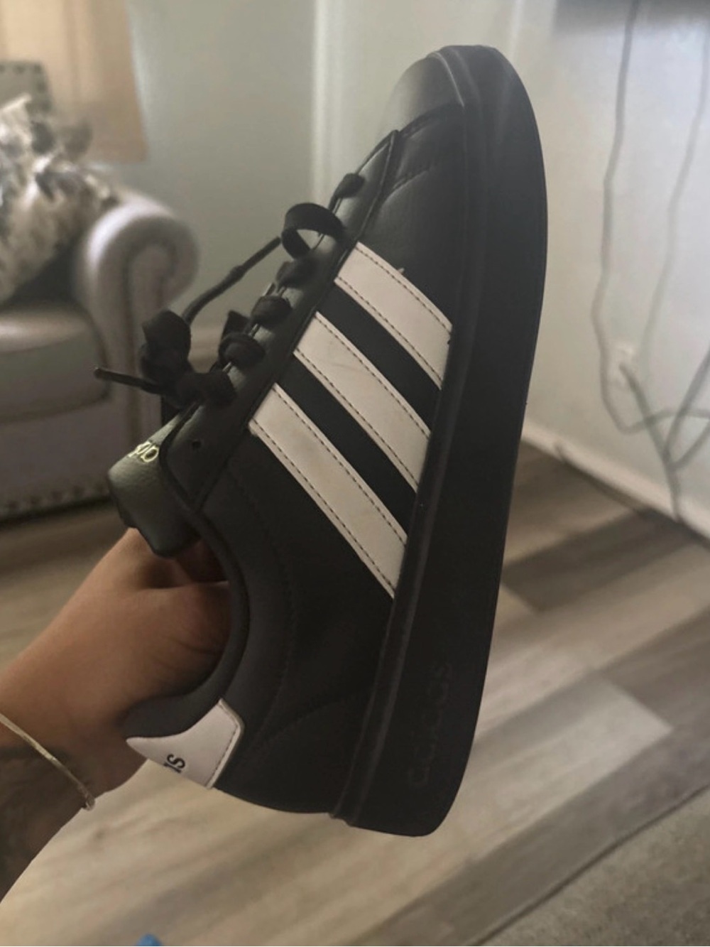 adidas Black Sneakers with White Three Stripes